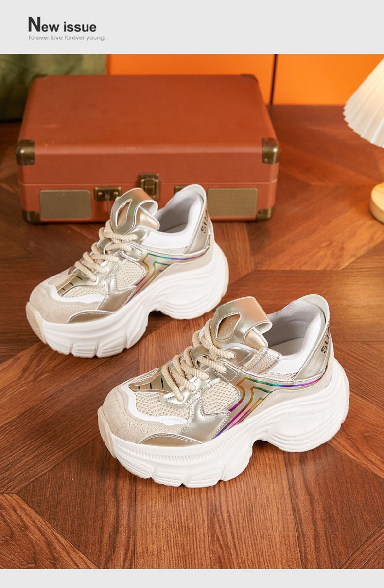 Thick soled dad shoes 2024 new autumn mesh breathable casual sports shoes, fashionable and versatile, with an inner_voghion.com