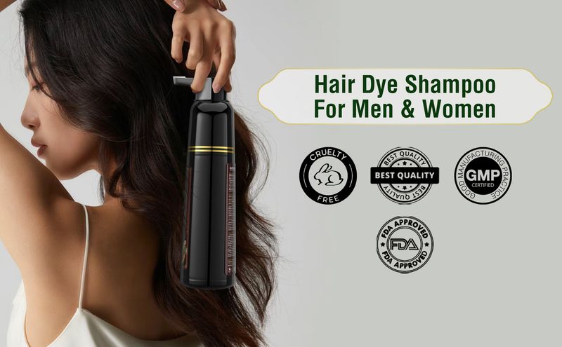 OUKEYA Natürliches Haarfärbeshampoo zur Grauabdeckung – 4-in-1-Formel zum Färben, Pflegen und Stärken mit langanhaltender brauner Farbe (500 ml)_voghion.com