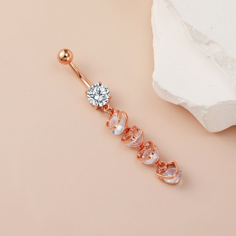 Piercing per ombelico in acciaio chirurgico 316L - Nappa a cuore pendente con zirconi cubici AAA (14G/16G, ipoallergenico, confezione regalo)_voghion.com