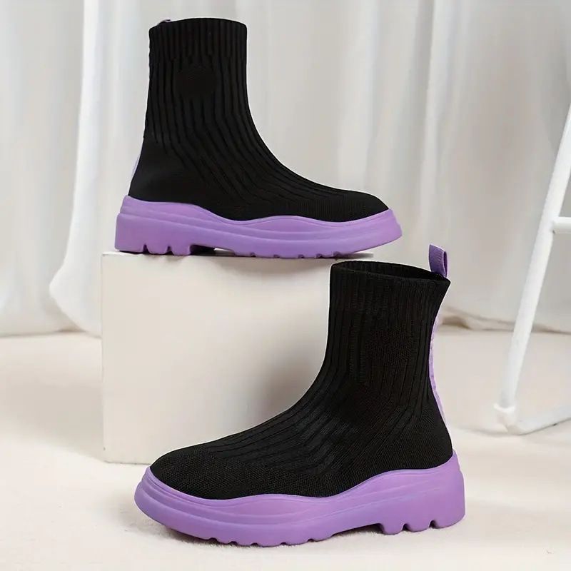 Uued pluss-suuruses kommivärvi kõrge põrkega lendlevad kootud hingavad keskjala platvormsaapad naistele_voghion.com