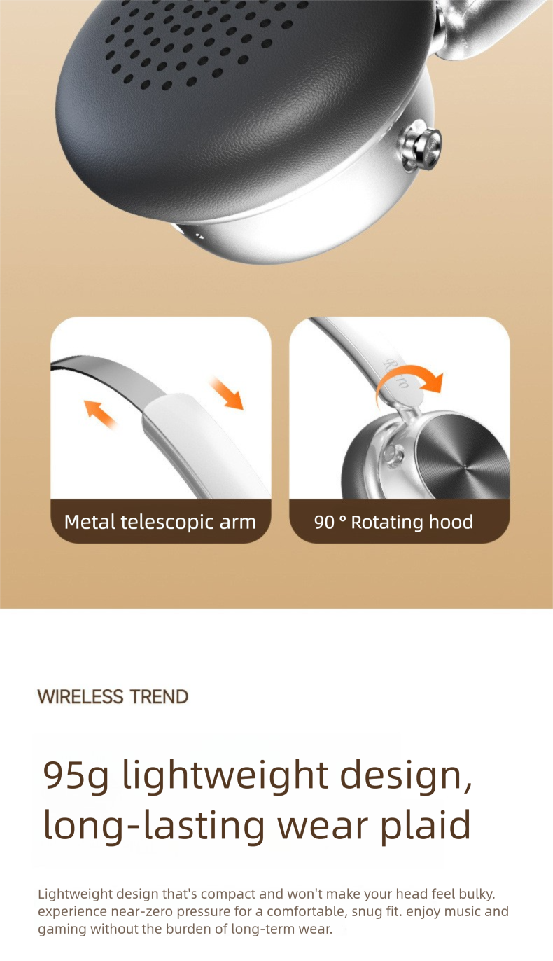 Trendy American Style Metal Headband Music Sports Wireless Bluetooth Headphones Noise Cancelling Headset 2025 New Model_voghion.com