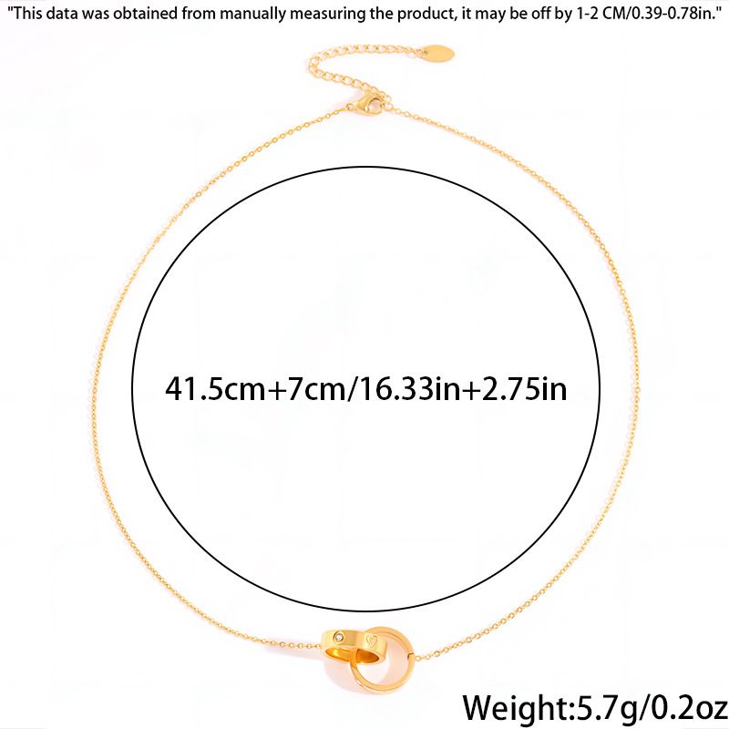 Necklace Women Golden Pendant Necklace Couple Style Ring Pendant For Women Light Luxury High-End Square Diamond Non-Fading Titanium Steel Necklace_voghion.com