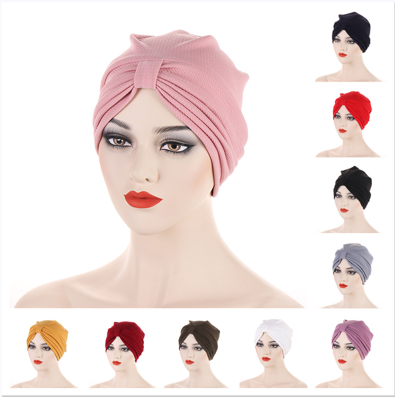 Women's Hats new multi-color bubble pleated pullover hat hexagonal turban hat in stock_voghion.com