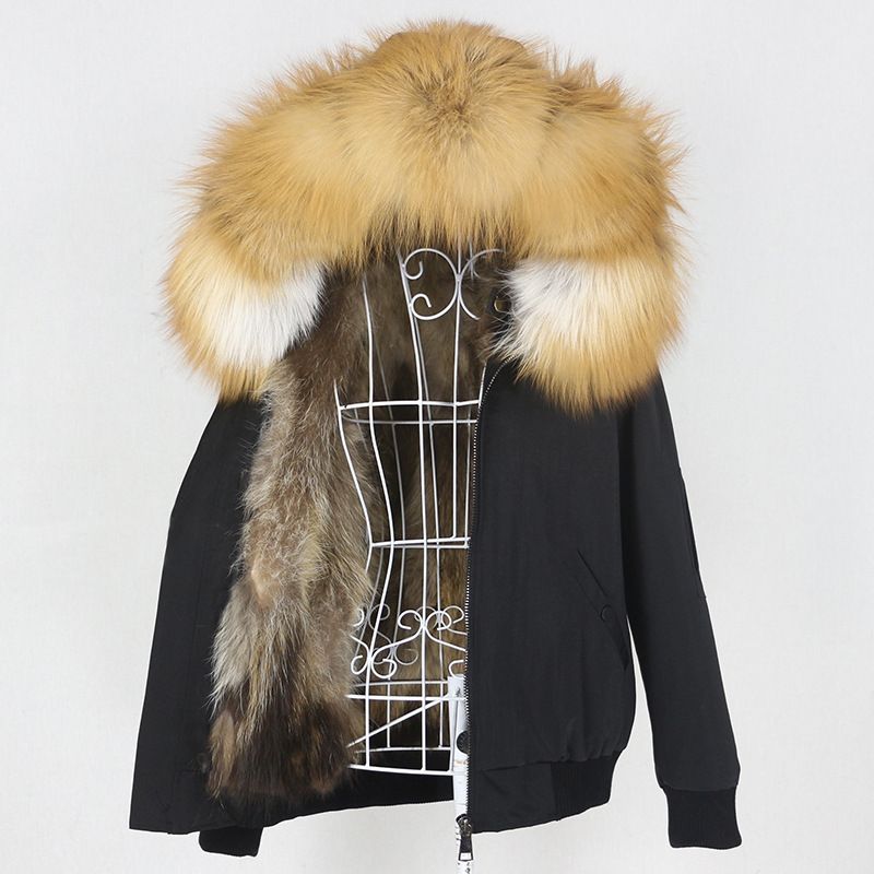 Abbigliamento donna nuovo stile parka fodera in pelliccia di procione ispessita vera pelliccia di volpe staccabile grande collo di pelliccia giacca cappotto di pelliccia_voghion.com