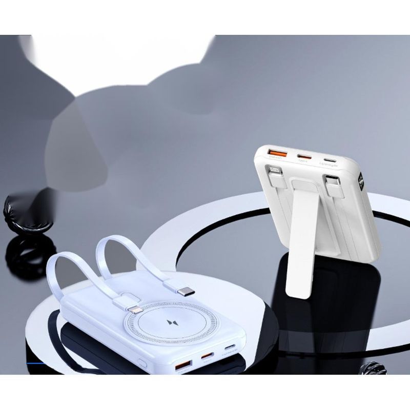 22.5W Magnetic Wireless Fast Power Bank With Built-in Cable & Stand – Portable Charger For IPhone & Qi Devices_voghion.com