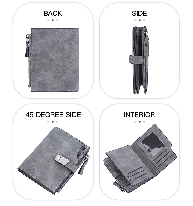 BAELLERRY new women's short wallet version with multiple card slots zipper coin purse buckle card bag men purse_voghion.com