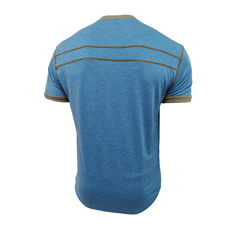 T-shirt Henley à manches courtes pour homme - T-shirt décontracté respirant avec motif color-block, coupe confortable pour l'été, S-XXXL_voghion.com
