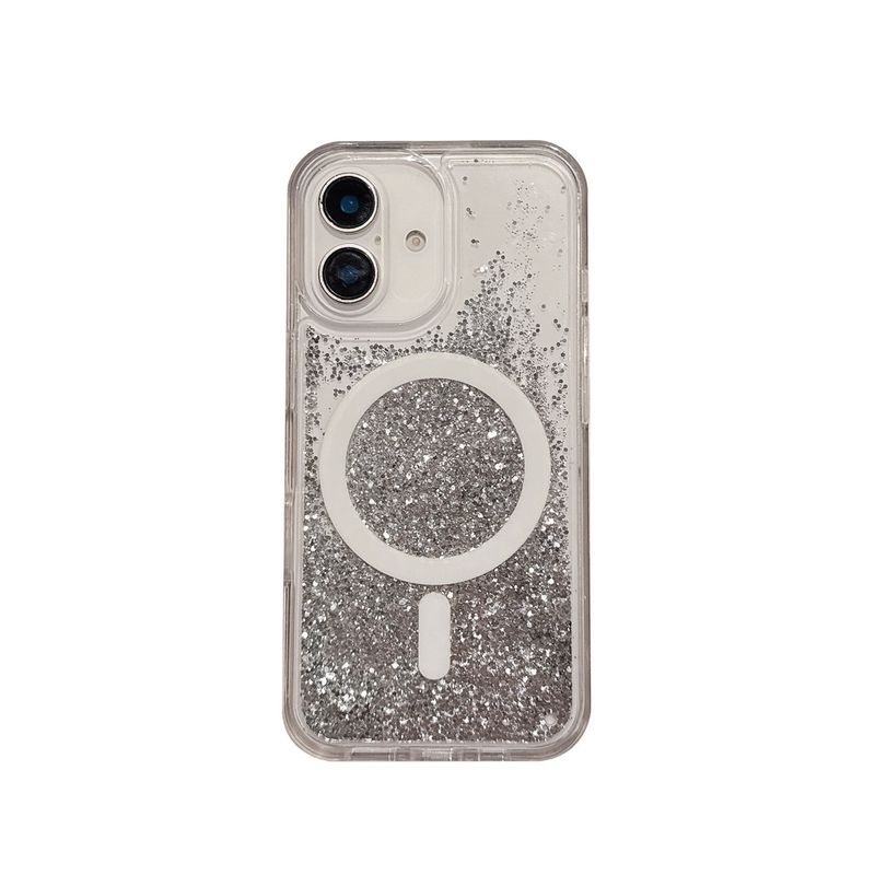 Coque magnétique pailletée avec motif sable liquide fluide, compatible avec iPhone 16 Pro Max et iPhone 15/14_voghion.com