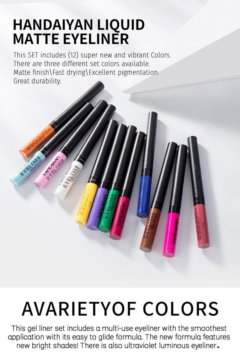 esplosivi certificazione FDA eyeliner liquido colorato opaco impermeabile resistente al sudore 12 set_voghion.com