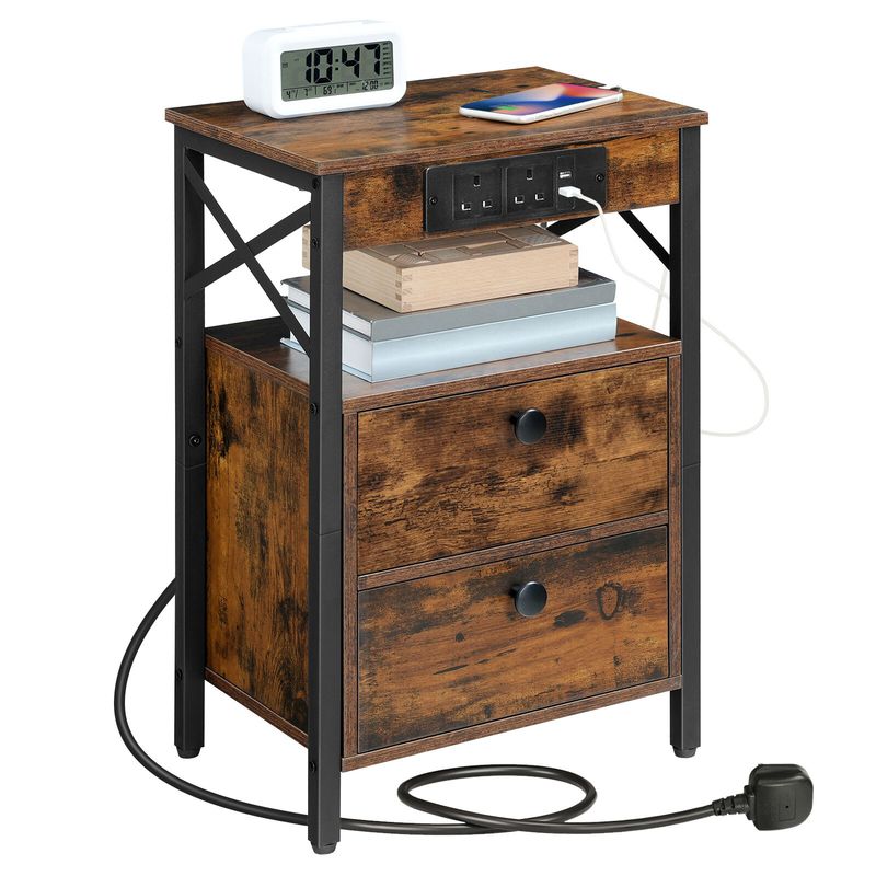 HOOBRO Side Table Coffee Table End Table NightStand Bedside Table With 2 Drawers_voghion.com
