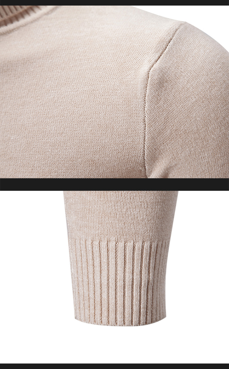 Unisex autumn and winter men's turtleneck sweater slim solid color pen stripe pullover base sweater_voghion.com