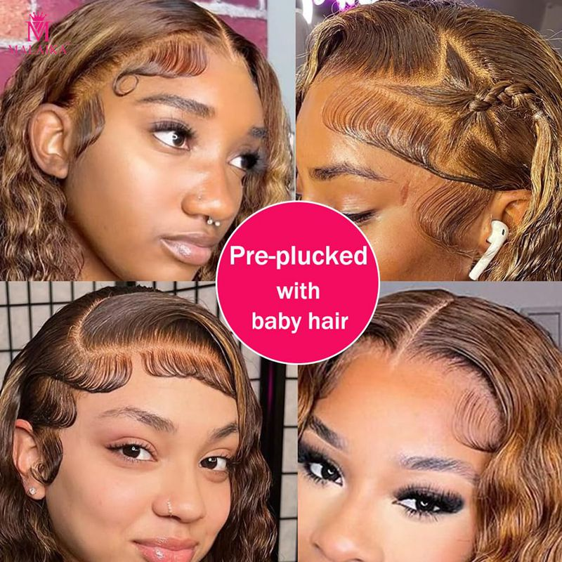 13x4 Kanten Voorkant Pruik Blond Gekruld Pruik Echt haar Ombre Hoogtepunt 4/27 Kanten Voorkant Pruiken van echt haar Voorgeplukt Diep Krullend Golf met babyhaar Diepe Golf_voghion.com