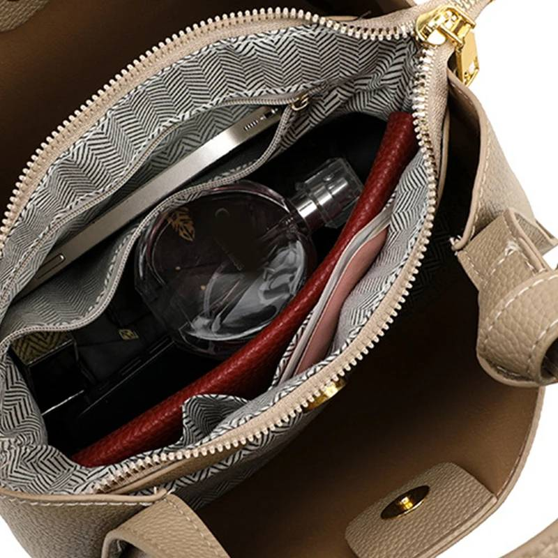 Borse a tracolla a secchiello versatili Borse a tracolla a tracolla a tracolla in pelle PU di design di lusso da donna Borsa a mano casual in tinta unita da donna_voghion.com