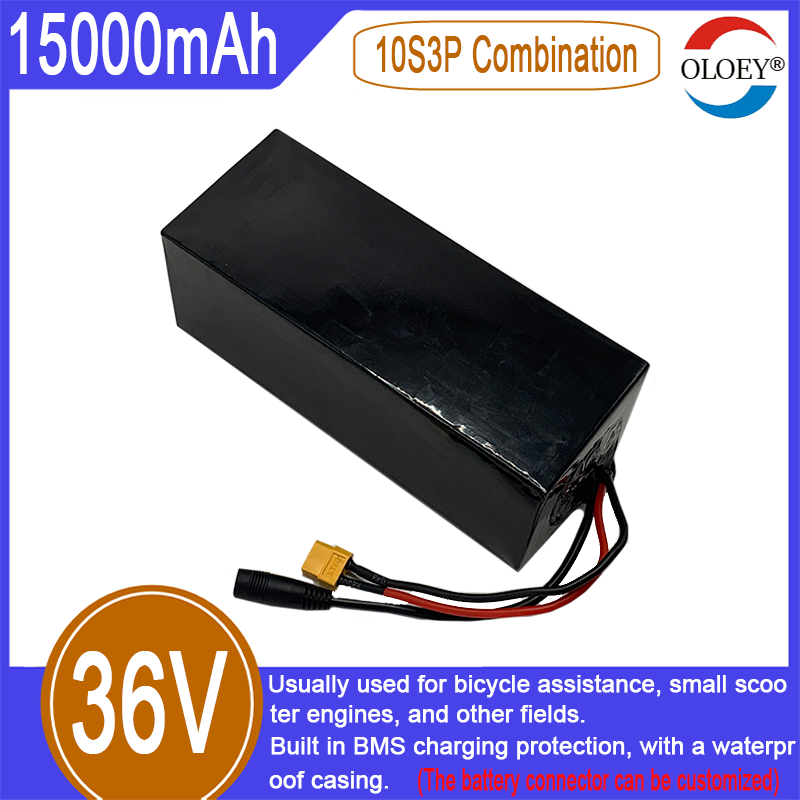 36V lityum iyon pil takımı, 10S3P kombinasyonu, 15000mAh, dahili BMS şarj koruması, patlamaya dayanıklı, su geçirmez_voghion.com