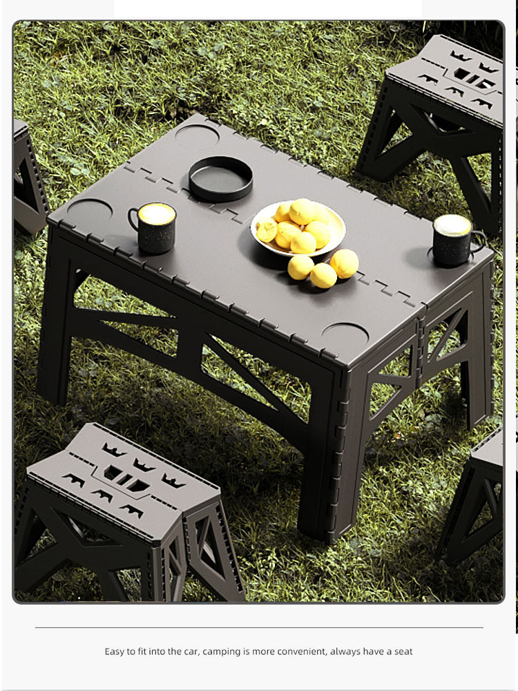 Tragbarer Klapphocker, leichter Tritthocker aus Kunststoff für Camping, Picknick, Heimgebrauch, kinderfreundlich, trägt 220 Pfund_voghion.com