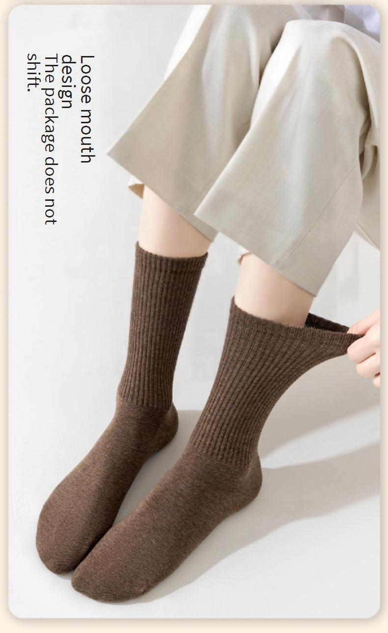Chaussettes pour femmes en pur coton, chaussettes tube moyennes pour printemps et automne, pur coton antibactérien, déodorant, anti-boulochage, pur coton, couleur unie_voghion.com