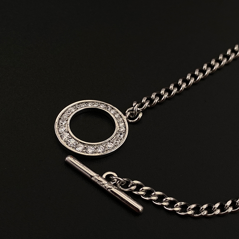 Gorgeous Toggle - Clasp Circular Pendant Necklaces With Sparkling Gemstones, Available In Multiple Color Options For Effortless Elegance_voghion.com