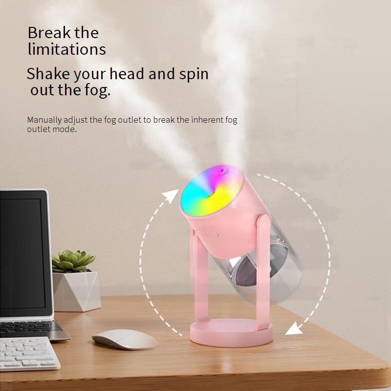 Rotating Starry Sky Projection Humidifier - USB-Powered, Quiet Operation, Multi-Color LED Night Light For Home, Office & Car"_voghion.com