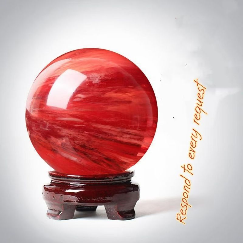 Natural Red Crystal Ball - Brings Good Fortune, Promotes Prosperity, Protects The House, Suitable For Moving, Gift Item For Decoration_voghion.com