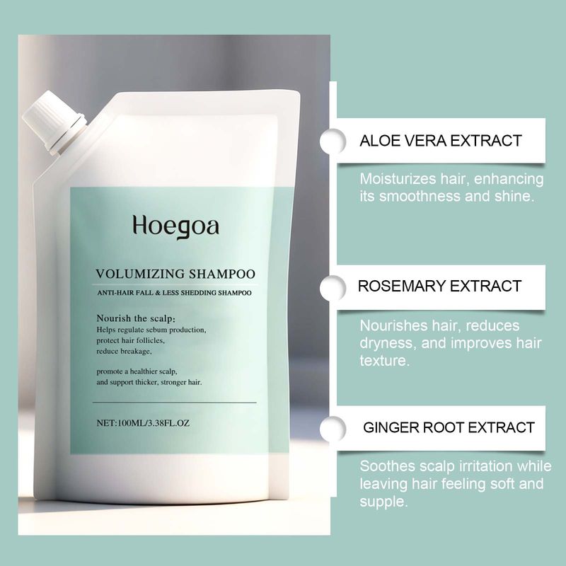 HOEGOA Shampoo Gentle Cleansing Scalp Natural Fluffy Voluminous Smooth Shiny Daily Hair Care_voghion.com