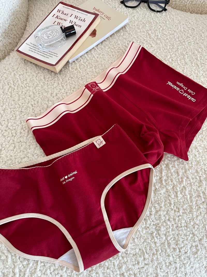Intimates för kvinnor Tunga Benmingnian bomullsunderkläder kan matchas med par 5a Antibakteriellt grenvinröd körsbärsröd medellång midja_voghion.com