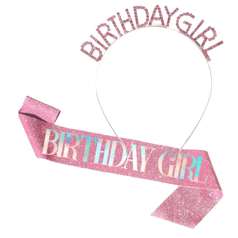 Mädchen Königin Stirnband Party Geburtstag Party Geschenk GEBURTSTAG Mädchen Glitter Bunte Schulter Gurt Etikette Gürtel_voghion.com