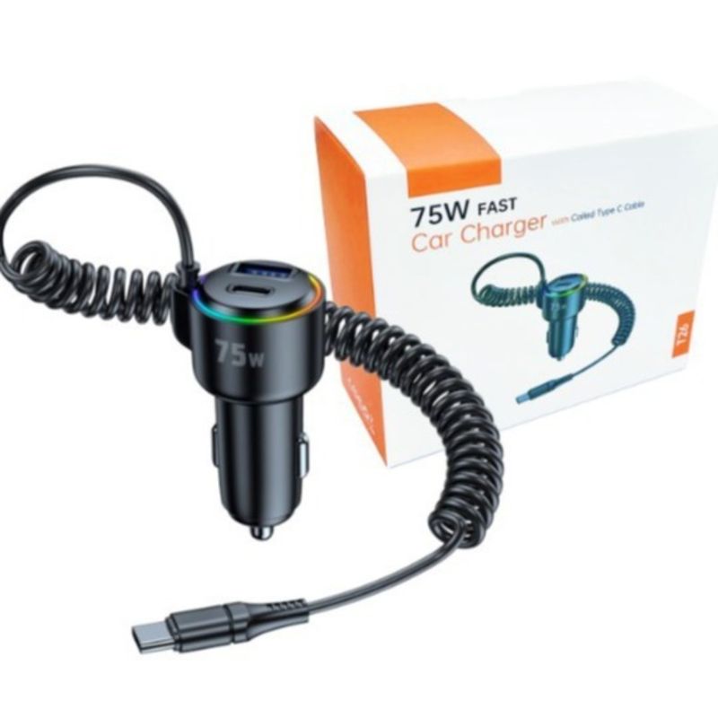 PD Spring Wire Fast Charging with PD and USB Fast Charging Car Charger_voghion.com