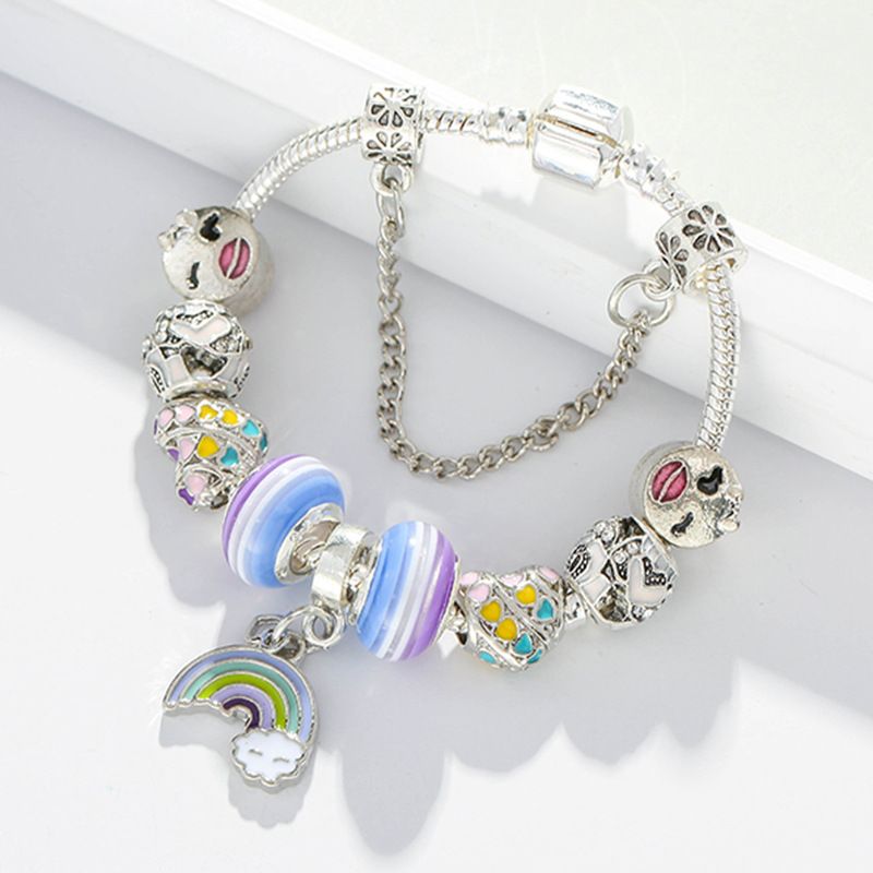 Charm Bracelets Panjia Rainbow Diamond Series Pendant Bracelet Alloy Large Hole Bead Bracelet_voghion.com