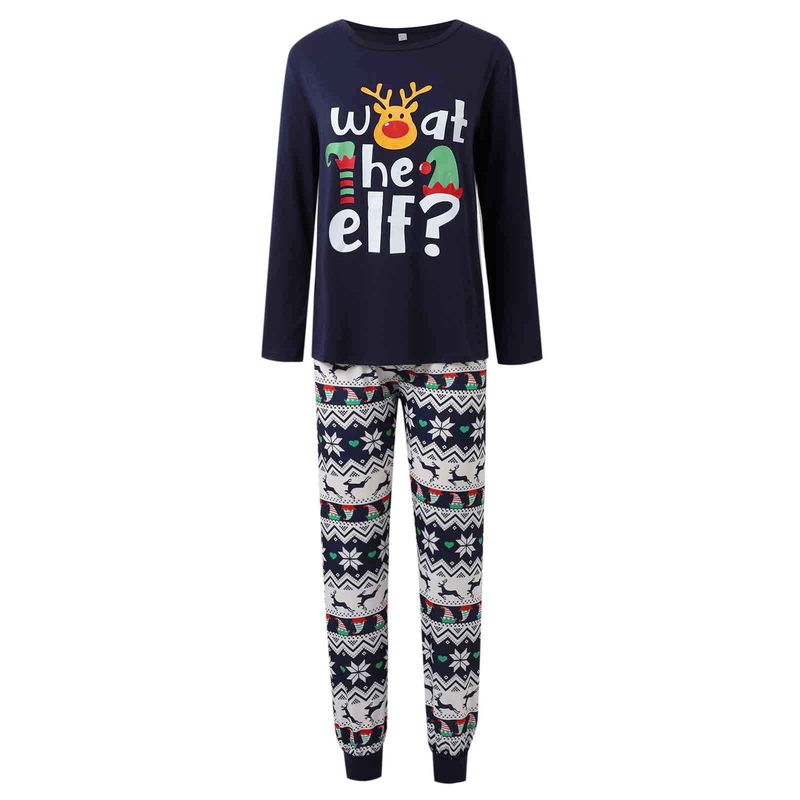 Conjunto de pijamas combinando para a família com estampa de letras natalinas – Pijama de manga comprida em algodão macio para adultos e crianças._voghion.com