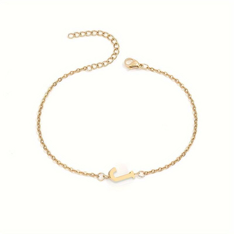 1pc Letter Shape Beads Thin Chain Bracelet, Simple Minimalist Hand Chain Unisex Jewelry Decoration_voghion.com