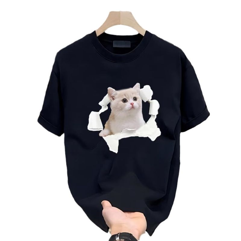 Maglietta corta estiva alla moda, ampia, semplice e versatile, in puro cotone, per uomo, casual, a mezza manica._voghion.com