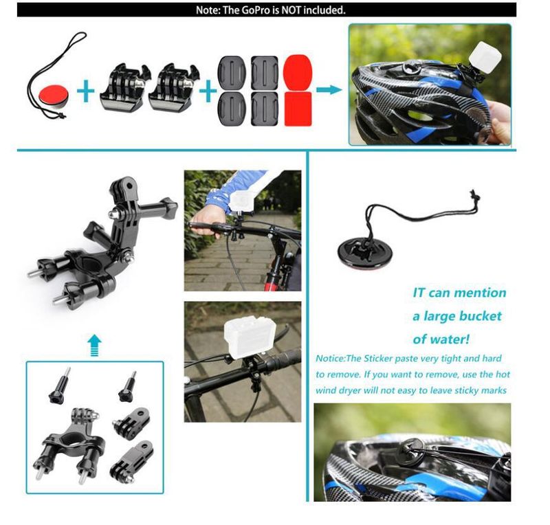 Specificații setului de accesorii pentru aparate foto sport Limit: 50-în-1 și 120-în-unul pentru aparate foto sportive aplicabile Marca GoPro Yi Sargo DJI Osmo_voghion.com