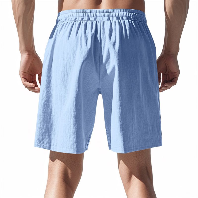 Abbigliamento da uomo, camicia con bottoni in lino, pantaloncini a maniche lunghe, cardigan casual, completo da spiaggia ampio_voghion.com