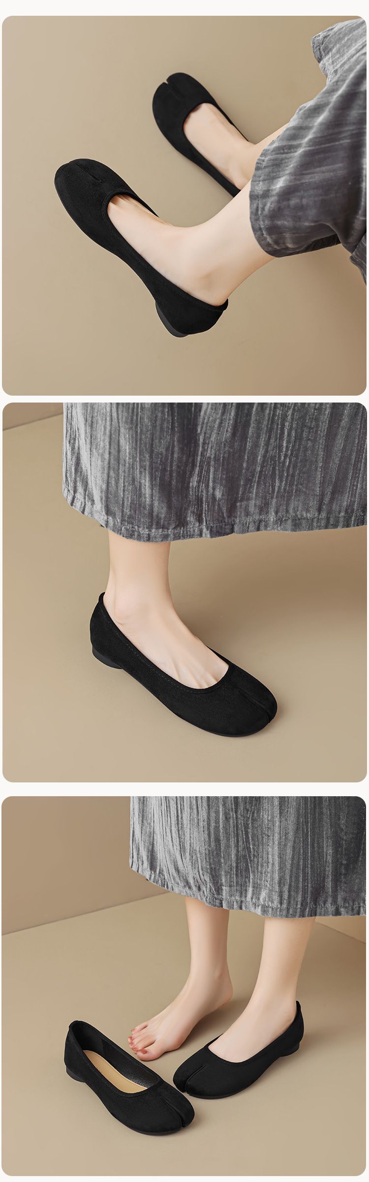Shallow Single Shoes Women's Flat-bottomed French Temperament Split-toed Shoes One Pedal Retro Pig's Trotters Shoes_voghion.com