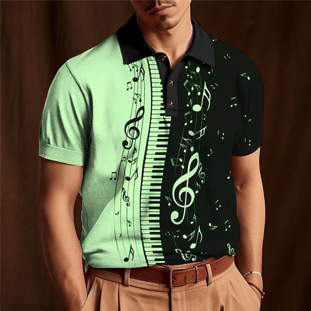 Frühlingsneues, lässiges T-Shirt mit 3D-Druckkragen und kurzärmligem Polo-Knopf für Herren_voghion.com