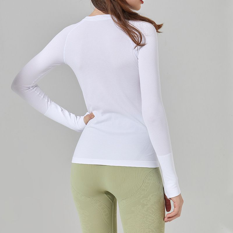 Yoga Top Sportswear Round Neck T-Shirt Long Sleeve Slim Fit Moisture-Wicking Outdoor Ccling Running Breathable_voghion.com