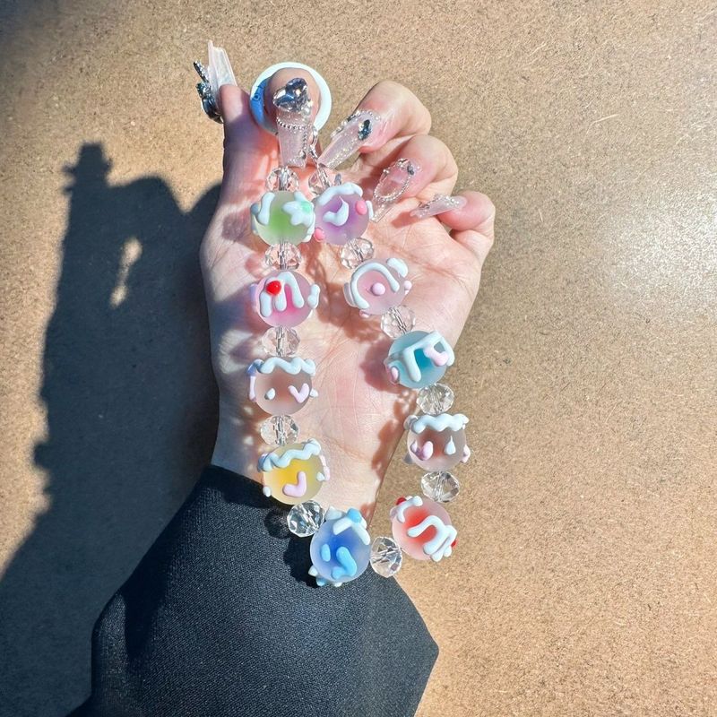 Ins Style Phone Dopamine Hand-painted Bead Chain Fashion Trendy Play Versatile With Transparent Clip Wrist Strap_voghion.com