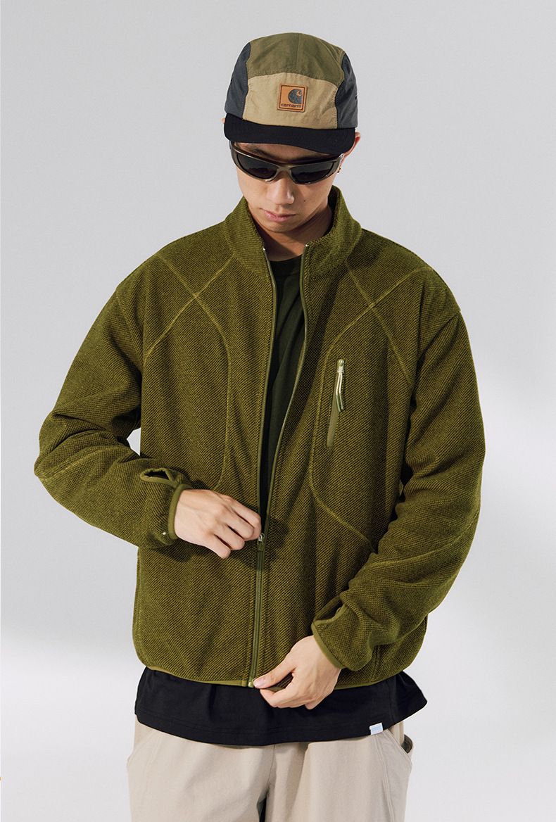 Suéter de invierno 2025 para hombre, chaqueta deportiva de forro polar para exteriores, con cuello alto, cremallera y calefacción de nido de abeja._voghion.com
