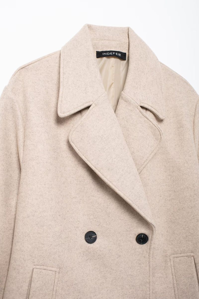 Trendiger, übergroßer, doppelseitiger Wollmantel – Langer Streetwear-Trenchcoat für Damen, lockere Passform und warm (Schwarz, Marineblau, Grau, Beige, Khaki)_voghion.com