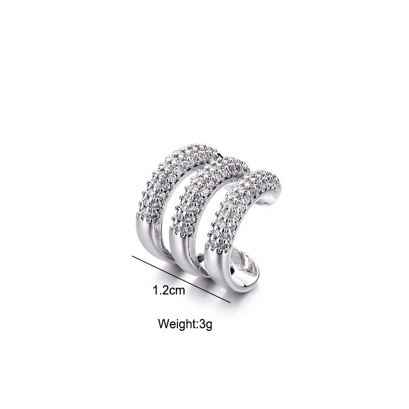 Aurora Atelier Dreilagige C-förmige Clip-Ohrringe für Damen, Ohrklemmen ohne Piercing, künstliche Knorpelohrringe, AAAA Zirkonia, geometrischer Schmuck_voghion.com