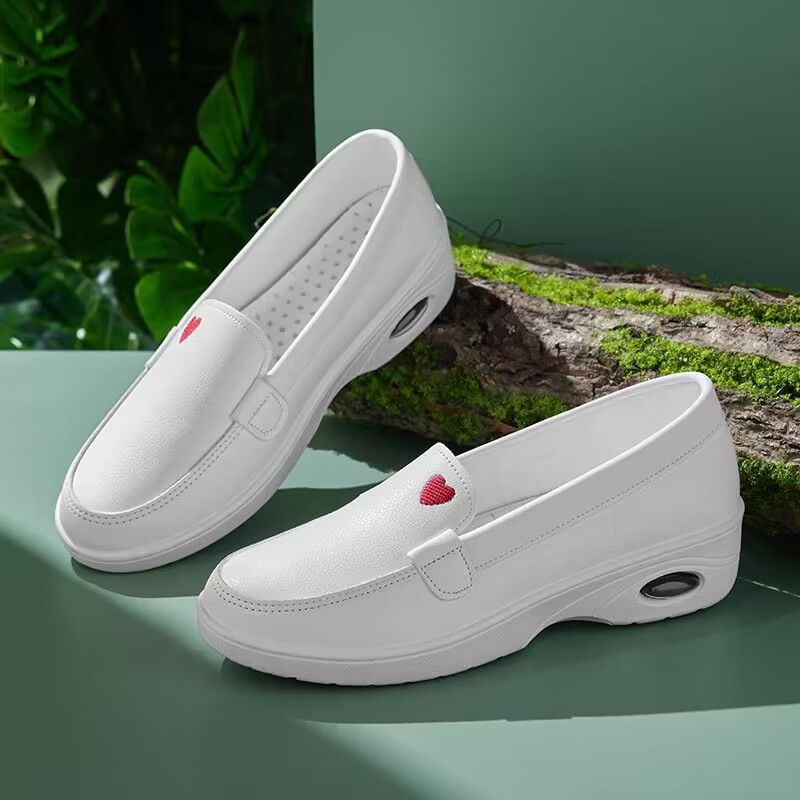 Nurse Women's Shoes, Air Cushioned Soft Breathable, Tiring, Non Slip, Comfortable, Thick Soles, Increased Height Inside,_voghion.com