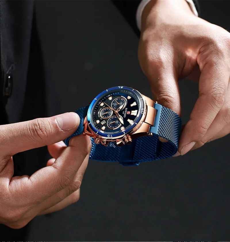Men Wristwatch Luxury Waterproof Stainless Steel Watches Fashion Calendar Chronograph Wrist Watches Gift for Him_voghion.com