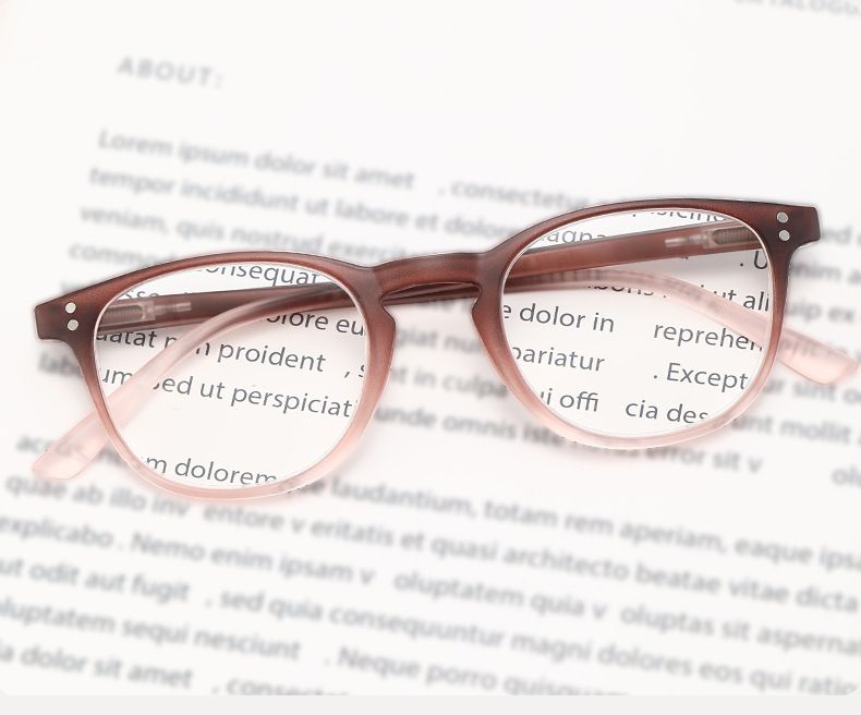 Reading Glasses Two Color Gradient Elastic Paint Frame Spring Legs Old Light Mirror Rivet Round Reading Glasses_voghion.com