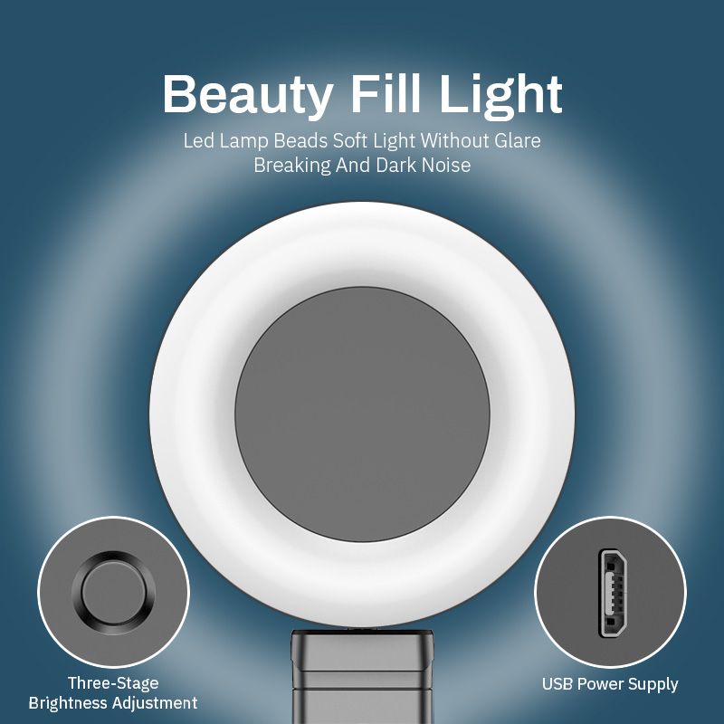 Perche à selfie sans fil compatible Bluetooth avec anneau lumineux à LED, trépied pliable et monopode pour iPhone et Android Live Tripod_voghion.com