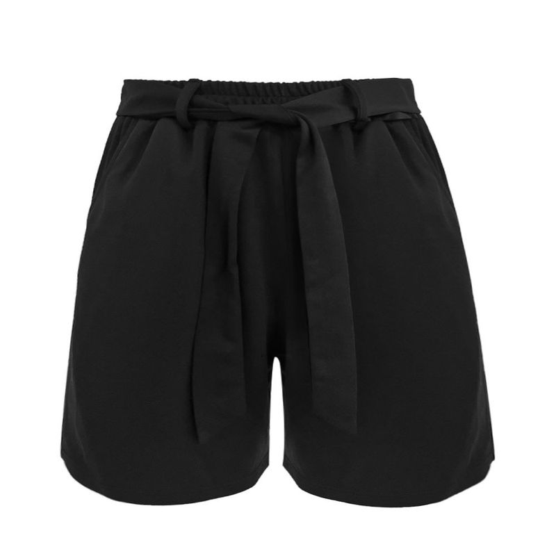 Shorts casuais versáteis com cordão – Tecido respirável e de secagem rápida para o verão (P-2XL, preto)_voghion.com