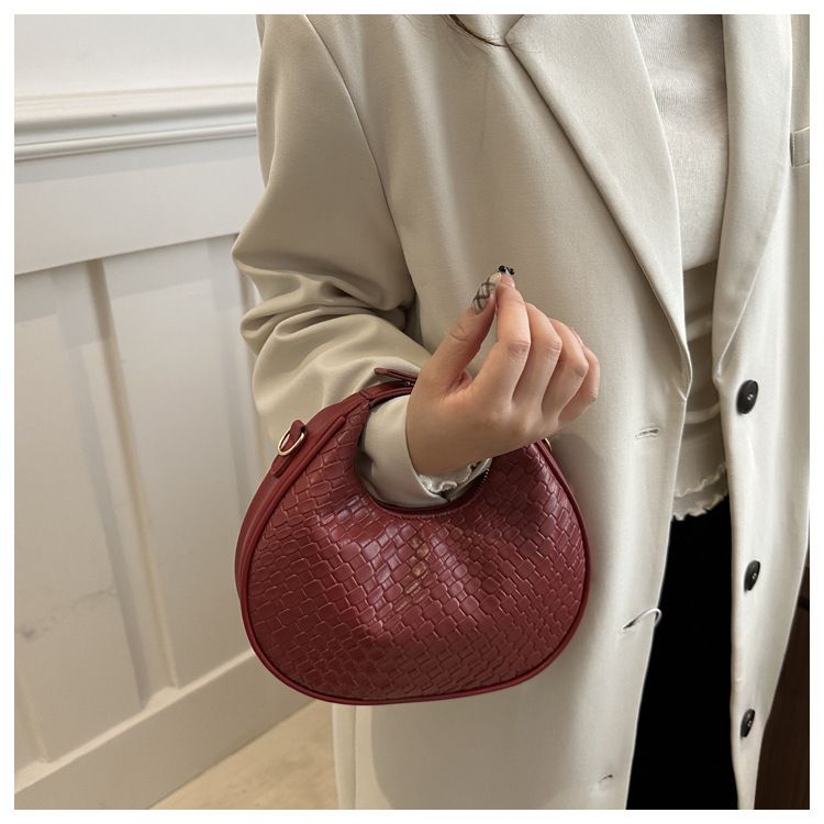 Borsa a tracolla a mezzaluna, nuova moda invernale, semplice, casual, alla moda, retrò_voghion.com