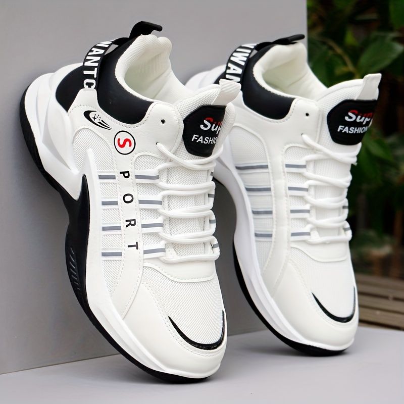 Chunky sneakers met veters voor heren, sportschoenen voor papa-schoenen, schokabsorberende en ademende schoenen voor het hardlopen van basketbaltraining in de sportschool_voghion.com