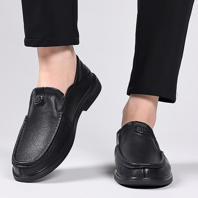 Heren casual lente schapenvacht zolen, zacht echt leer, één voet pedaal, Le Fu schoenen, heren veelzijdig_voghion.com