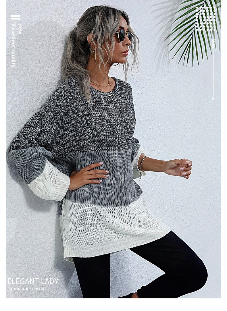 Maglione di media lunghezza con cuciture a contrasto_voghion.com