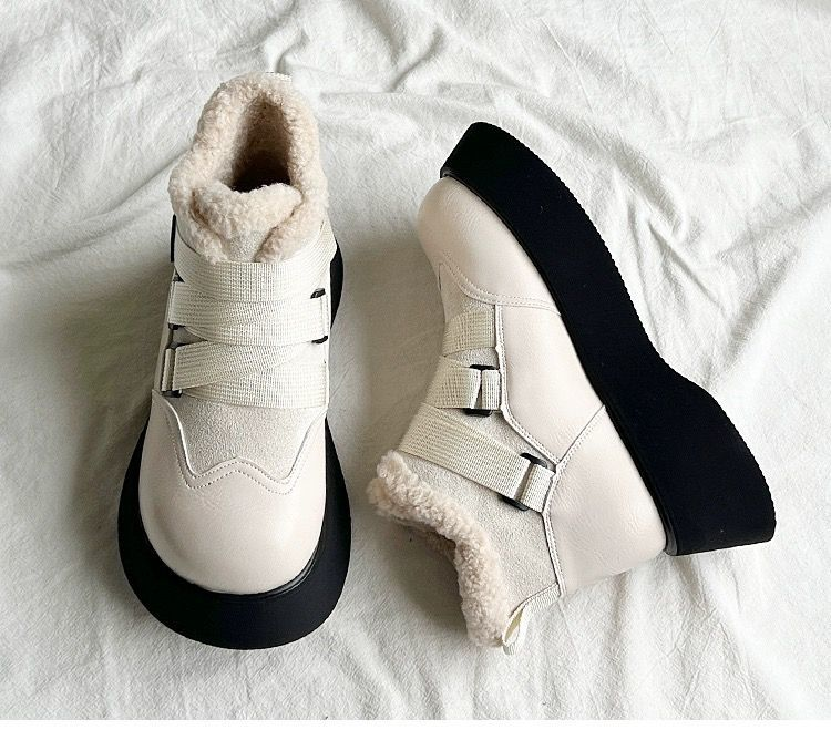 2023 Thick soled elevation matching color warm snow boots and thick female Martin boots non-slip ankle boots Platform snow boots_voghion.com